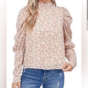 En Saison Floral Blouse in Pink and Cream